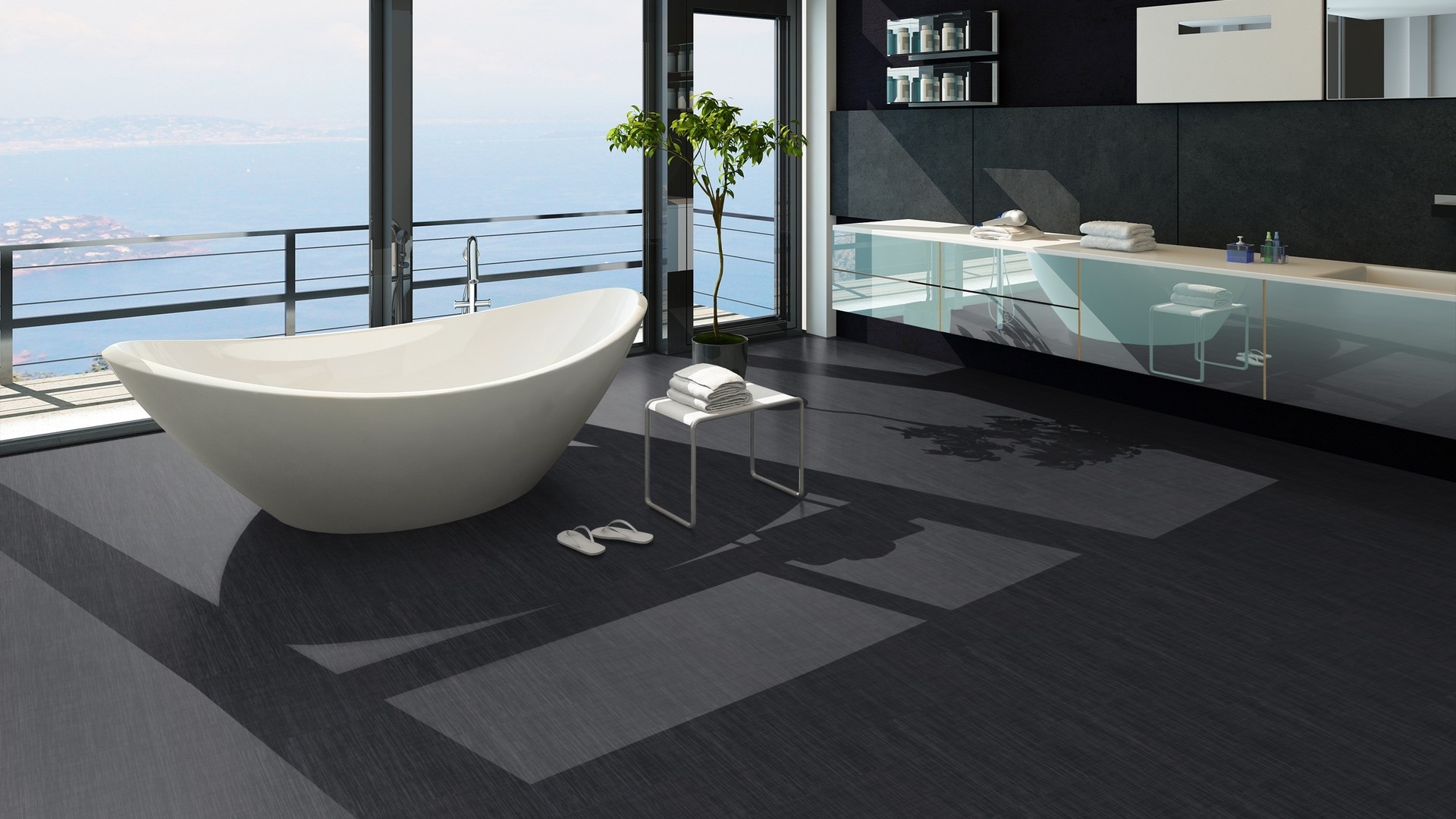 LOOM + ONEFLOR Knit Black pvc tissé