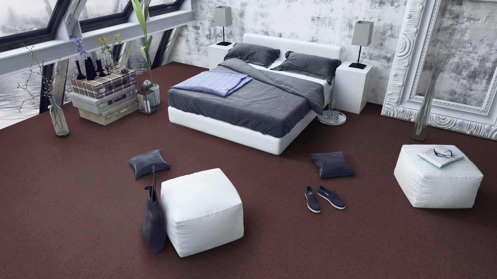sol pvc tissé rouge LOOM+LOCK ONEFLOR Melange Red pvc tissé OFO 2615