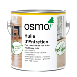 huile-d-entretien-osmo L'Huile d'Entretien Osmo permet d'effectuer l'entretien de base et l'entretien régulier de sols en bois huilés ou cirés.